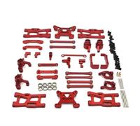 Pièces Rc pour Wltoys 144016 144018 Support Moyeu Direction Métal Bras Oscillant Biellette Liaison Tour D'amortisseur Kit D'accessoires Voitures Radiocommandées Mises(Red)