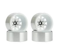 Pièces Rechange pour Axial pour Scx10 pour Traxxas pour Trx4 4wd D90 90046 1/10 4 Pièces Jante De Moyeu De Roue À Anneau Métallique Deep Dish Wagon 1.9 Crawler Radiocommandé(White)