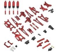 Pièces Rechange pour MJX 14209 14210 1/14 Métal Support Moyeu Biellette Direction Supérieur Inférieur Bras Oscillant Ensemble D'amortisseurs Niveau Voitures Radiocommandées(Red)