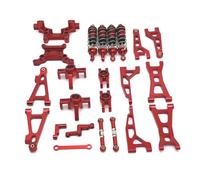 Pièces Rechange Pour MJX H16 16207 16208 16209 16210 1/16 Bras Suspension En Métal Coupelle De Direction Amortisseur Tour D'amortisseur Ensemble Kit Pièces Mise À Niveau De Voiture RC(Red)