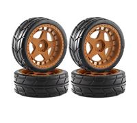 Pièces Rechange Pour Tamiya Pour TT01 TT01E Pour TT02 XV01 XV02 TA06 PTG-2 144001 144010 124007 124017 110 4 Pièces 65 Mm Pneu En Caoutchouc Roue Pneu RC Pour Voiture De Course(Yellow)