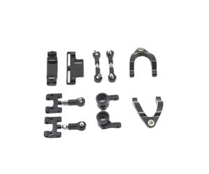 Pièces Rechange pour WPL D12 CNC Supérieur Inférieur Métal Coupelle Direction Bras Oscillant Ensemble D'accessoires Rotules Pièces pour Améliorations Voitures Radiocommandées(Black)