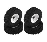 pièces Rechange RC pour Axial SCX24 AX24 pour Enduro24 pour Traxxas pour TRX4M pour FMS FCX24 1/18 1/24 Ensemble Pneus Roue Cuvette Profonde Beadlock 1,0" Pièces Mise Niveau Chenilles RC(White)