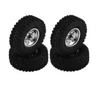 pièces Rechange RC pour Axial SCX24 AX24 pour Enduro24 pour Traxxas pour TRX4M pour FMS FCX24 1/18 1/24 Ensemble Pneus Roue Cuvette Profonde Beadlock 1,0" Pièces Mise Niveau Chenilles RC(Silver)