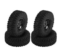 pièces Rechange RC pour Axial SCX24 AX24 pour Enduro24 pour Traxxas pour TRX4M pour FMS FCX24 1/18 1/24 Ensemble Pneus Roue Cuvette Profonde Beadlock 1,0" Pièces Mise Niveau Chenilles RC(Black)