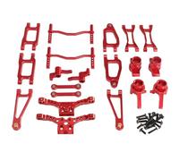 PièCes Rechange Rc Pour SCY 18101 18102 1/18 Voiture RC Pièces De Mise À Niveau En Métal Pour Bras Oscillant Coupelle Direction Groupe Direction Kit De Tour D'amortisseur(Red)
