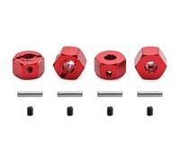 Pièces rechange RC Pour TRAXXAS Pour Mini For Maxx Monster Truck 4 Pièces Métal 12 Mm Hexagone De Roue Adaptateur Moyeu Voiture RC Mise À Niveau Accessoires(Red)