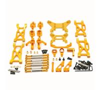 PièCes Rechange Rc Pour WLtoys 104001 104002 1/10 RC Pièces Voiture Mise À Niveau Métal Modification Biellette Direction Coupelle Bras Oscillant Support D'amortisseur Ensemble 11 Pièces(Yellow)