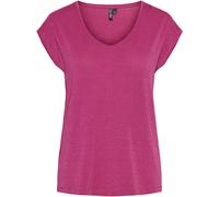 PIECES Pcbillo Tee Stripes Noos BC T-Shirt, Festival Fuchsia/détail : Lurex doré, L Femme