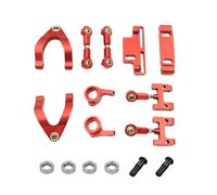 PièCes RéParation Rc Pour WPL D12 D42 Coupelle Direction Métal Supérieure Inférieure Bras Oscillant Siège Curseur Bloc Tournant Pièces Rechange Voiture RC Mise À Niveau(Red)