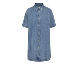 PIECES Robe en Jean Pckate SS - Forme A - pour Femme, Bleu Jeans Clair, M