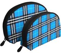 pièces Sacs à cosmétiques Bleu Tartan Plaid Style Voyage Trousse de Maquillage Coquille Toilette Femmes Sac à Main