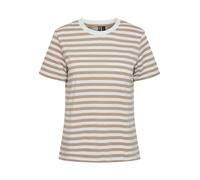 PIECES T-shirt 'RIA' marron / blanc, Taille M