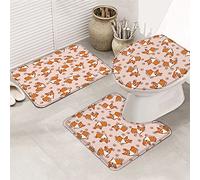 pièces Tapis de Salle de Bain Ensemble Tapis de Bain Mignon Petit Corgi Animal de Compagnie Chien Bonheur Empreinte de Patte Heureux Dessin animé Bande dessinée Tapis de Contour Ultra Doux et couver