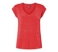 Pieces Tee Pcbillo T-Shirt Lurex Stripes Noos BC, Poppy Red, L Femmes