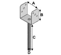 PIED À ANCRER U2 - 141 - ASLAFIX - PAU141