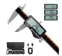 Pied à Coulisse Numérique HARDELL, 150 mm/6" Étanche LCD Rechargeable, Micromètre Acier Inoxydable, Conversion MM/Pouce/Fraction, Arrêt Auto, DIY/Bricolage/Maison/3D