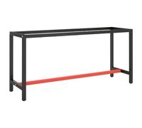 Pied d’établi, Support Table de Travail Cadre de Banc de Travail Noir et Rouge Mat 170x50x79 cm Métal