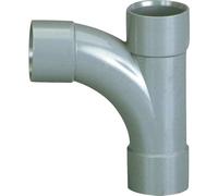 Pied de biche PVC gris 87 degrés30 - Diamètre 40 mm - Triple emboîture - Girpi