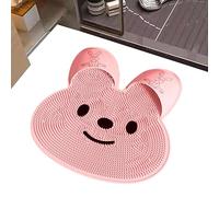 Pied de douche et lavage arrière Tapis de bain en silicone antidérapant avec barres de massage pour l' | Brosse d'oreiller en forme de lapin pour le corps, les bras, le nettoyage des pieds