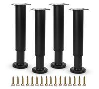 Pied De Lit De Sommier Réglable En Métal - Liaison Pour Meubles, Très Résistant - Convient Pour Lattes, Armoire, Canapé - 18-32Cm Noir - Lot De 4