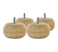Pied de meuble boule - crantée - en bois - 85 mm - par 4 Interges