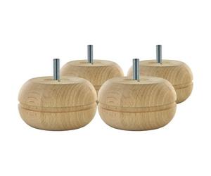 Pied de meuble boule - crantée - en bois - 85 mm - par 4 Interges
