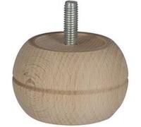 Pied De Meuble Boule Fixe Hêtre Brut Blanc/Beige, 4 Cm Blanc G