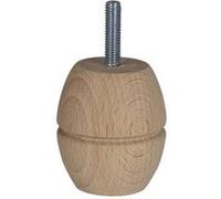 Pied De Meuble Boule Fixe Hêtre Brut Blanc/Beige, 6 Cm Blanc G