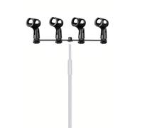 Pied de micro 4 clips de microphone, support adaptateur stéréo en T, trépied sol professionnel, universel for interviews, discours et utilisation sur scène
