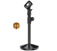 Pied de Micro, Ohuhu Pied Micro Avec pince Réglable à 180°, Adaptateur Métallique 5/8" mâle à 3/8" Femelle, Support Micro compatible Avec Blue Yeti, Snowball et Autres Micros