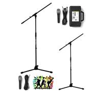 Pied de microphone - PRODIPE - Ensemble 2 pieds télescopiques + perche - Réglable 81-140 cm - Bras 77 cm - 2 micros XLR
