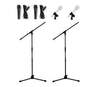 Pied de Microphone - PRODIPE - Télescopique - Hauteur réglable 81-140 cm - 2 Micros Dynamiques - Connecteur XLR