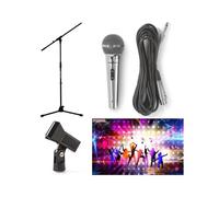 Pied de Microphone professionnel télescopique avec PERCHE potence + fixation support Micro + MICRO DYNAMIQUE CHROME HQ
