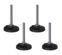 Pied de nivellement inox M12x100x80mm base en plastique avec trous1000kg - Lot de 4