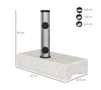 Pied de parasol 25kg Support pour parasol semi-circulaire avec tige Ø 32/38/48 mm, pied de parasol pour jardin, balcon, granit, gr