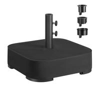 Pied de Parasol, à Remplir de Sable, pour les Parasols de 1,5 à 3 m, avec 3 Bagues Réductrices, 50 x 50 x 40 cm, Noir