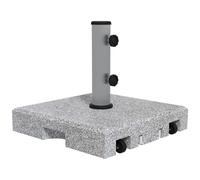 Pied De Parasol - Base De Lestage En Granite Carré 28 Kg 2 Roulettes Poignée