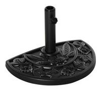 Pied de parasol base de lestage parasol demi-cercle dim. 50L x 32l x 32H cm HDPE motif fleurs feuilles noir Noir G
