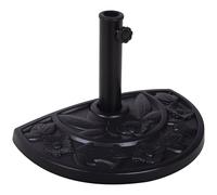Pied De Parasol Base De Lestage Parasol Demi-Cercle Résine Imitation Fonte Motif Fleur 50l X 31l X 32h Cm Noir