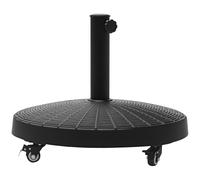 Pied De Parasol Base De Lestage Rond Poids Net 22,7kg En Résine Avec 4 Roulettes - Dim. Ø 52 X 41h Cm - Noir