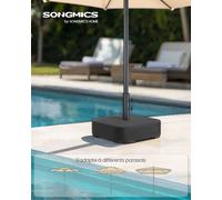 Pied De Parasol, Base De Parasol, À Remplir De Sable, Pour Les Parasols De 1,5 À 3 M, Avec 3 Bagues Réductrices, 50 X 50 X 40 Cm, Noir