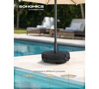 Pied De Parasol, Base De Parasol, À Remplir De Sable, Pour Les Parasols De 1,5 À 3 M, Avec 3 Bagues Réductrices, 55 X 55 X 40 Cm, Noir