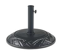 casa.pro Pied de Parasol Rond avec Motif Décoratif Adaptateurs 37/42/52/58 mm Fixation Facile Couche de Protection Résistant aux Intempéries Béton Fer Plastique 50 x 7 cm Noir