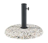 casa.pro Pied de Parasol Rond avec Adaptateurs 37 42 52 58 mm Fixation Facile Couche de Protection Résistant aux Intempéries Béton Fer Plastique 45 x 6 cm Aspect Pierre
