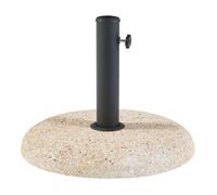 casa.pro Pied de Parasol Rond avec Adaptateurs 37 42 52 58 mm Fixation Facile Couche de Protection Résistant aux Intempéries Béton Fer Plastique 45 x 6 cm Aspect Pierre Beige