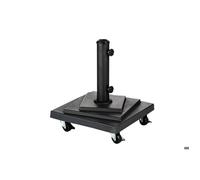 Pied de parasol carré à roulettes noir 15kg en béton - Hespéride