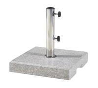 casa.pro Pied de Parasol Carré Adapté aux Tiges de 25 32 38 49 mm Poids 25 kg Socle Résistant Poignées Encastrées Granit Acier Inoxydable Plastique 38 x 38 x 7 cm Gris