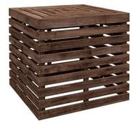 Outsunny Table d'appoint Coffre de Rangement extérieure 3 en 1 pour Base de Parasol en Bois, Cache Pied de Parasol, dim. 50L x 50l x 50Hcm, Marron