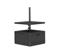 Outsunny Pied de Parasol carré avec Plateau de Table, Support Parasol en HDPE à Roues, Base de Parasol Remplissage Eau Sable, Socle de Parasol pour terrasse Piscine Patio Jardin 53 x 53 x 45 cm, Noir